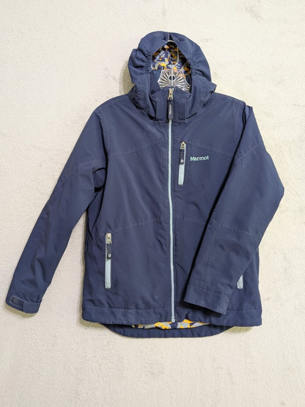 MARMOT Ripsaw Ski Snow Coat Youth Boy L, Blue Zip Jacket, Remov Hood - EXCELLENT
